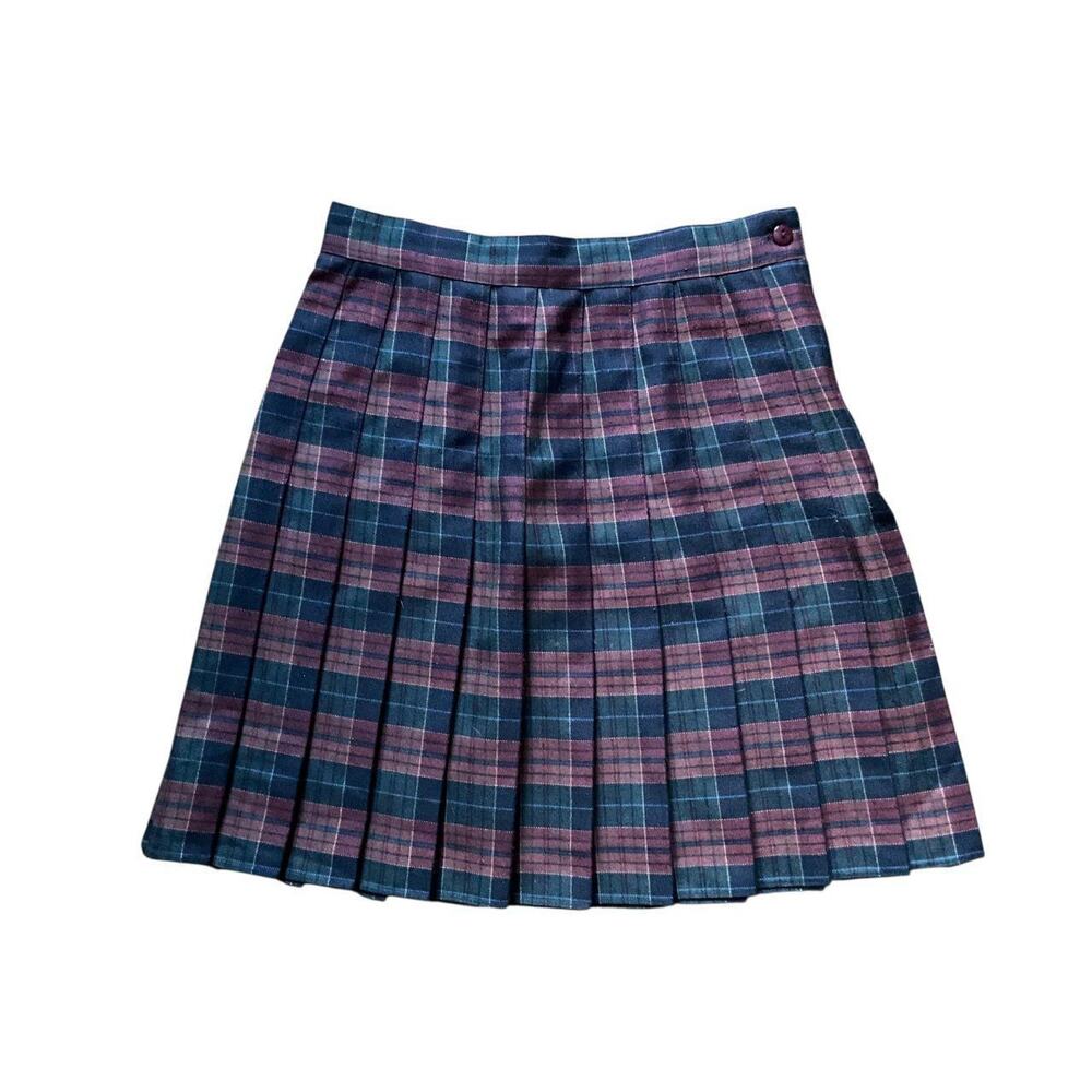35th & 10th Dark Multicolor Plaid Pleated Skirt: 90s, Y2K